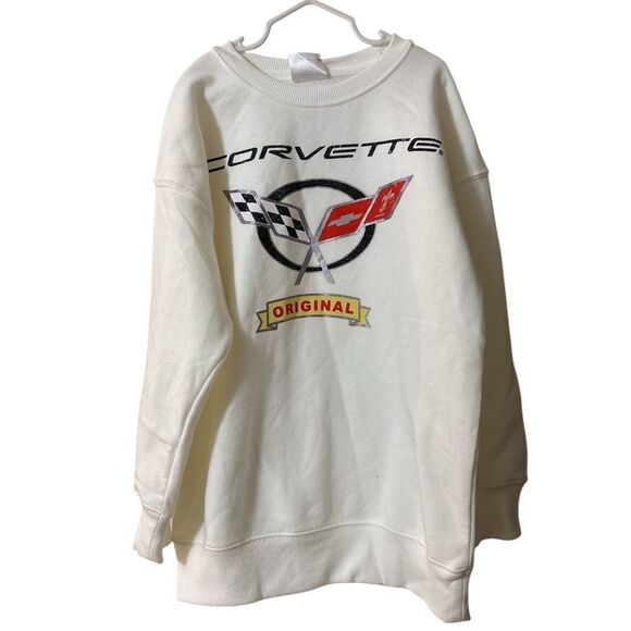Nwt 6/7 Corvette White Sweatshirt with Logo - Picture 1 of 1